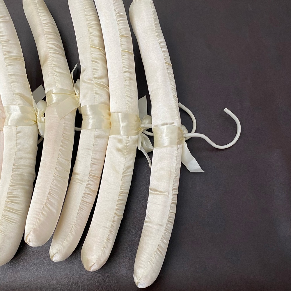 COPY - 12 puffy satin cream clothes hangers